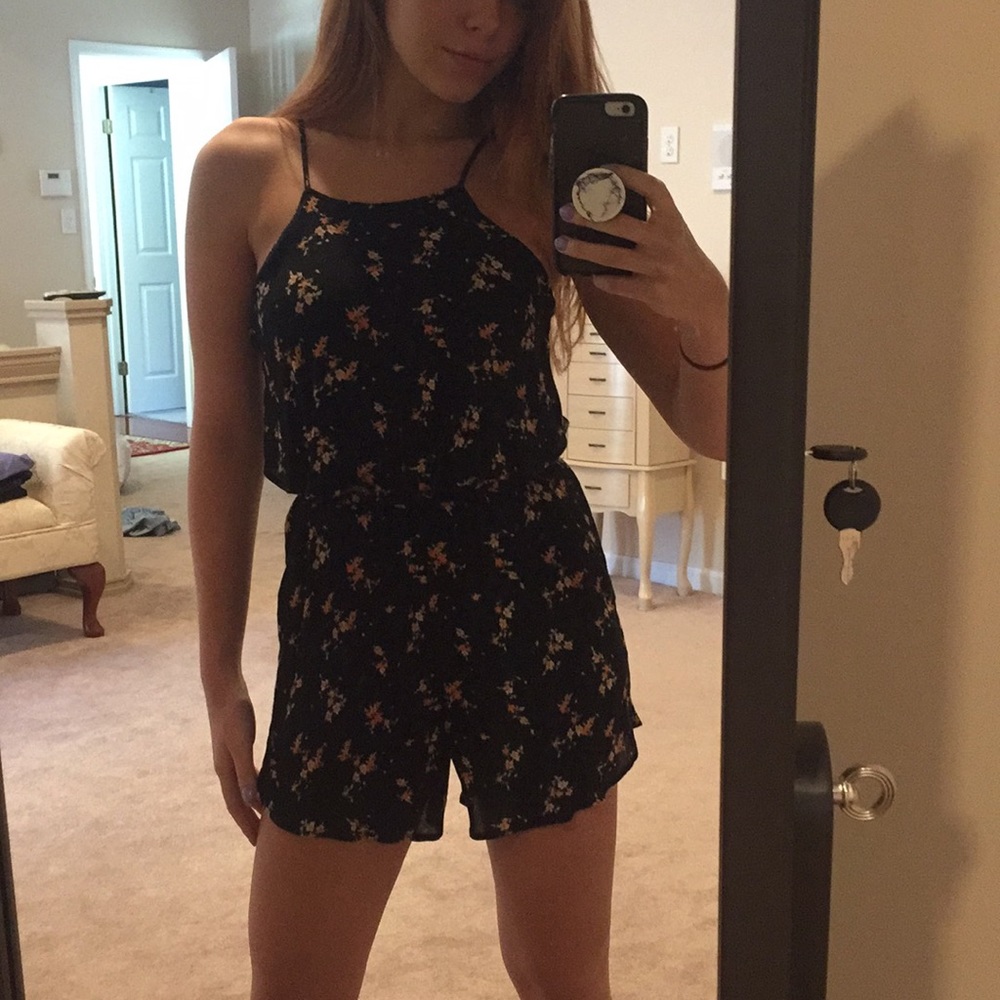 Black Floral Romper